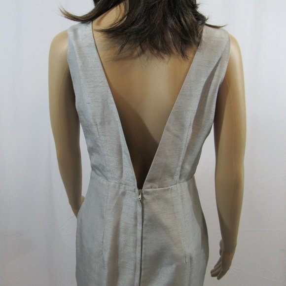 Women's Size 8 H&M Silver Gray Polyester Cocktail Party Sheath Dress Sleeveless - Picture 3 of 8
